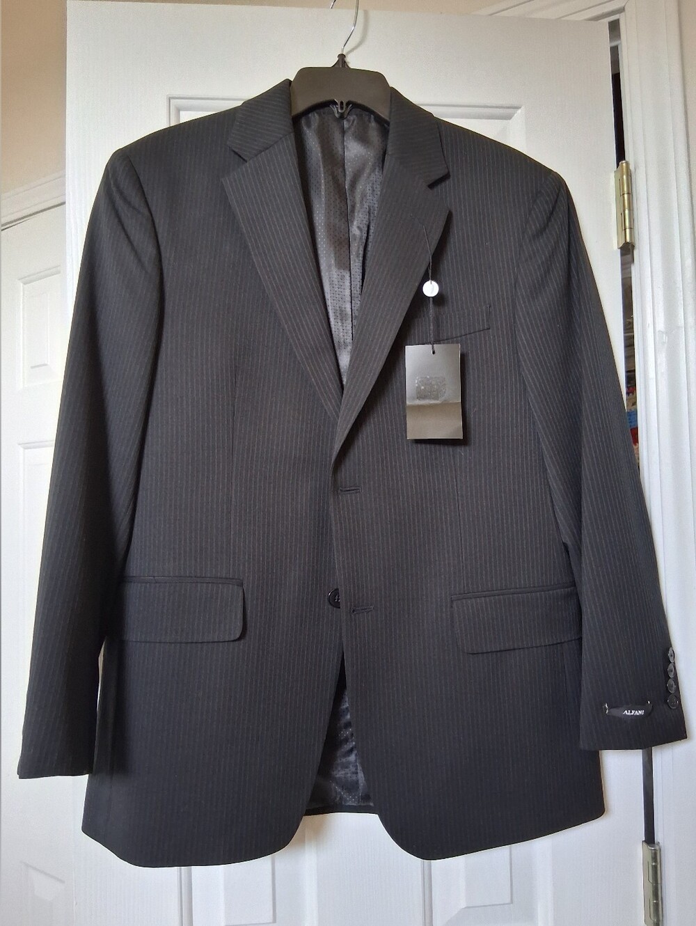 Men's Black Pinstripe Suit - Classic Single-Breasted Suit Jacket